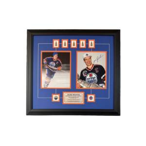 Mark Messier Autographed 5-Time Stanley Cup Champion Framed Collection - Edmonton Oilers Dynasty Era with Cup Pins (27" x 21")